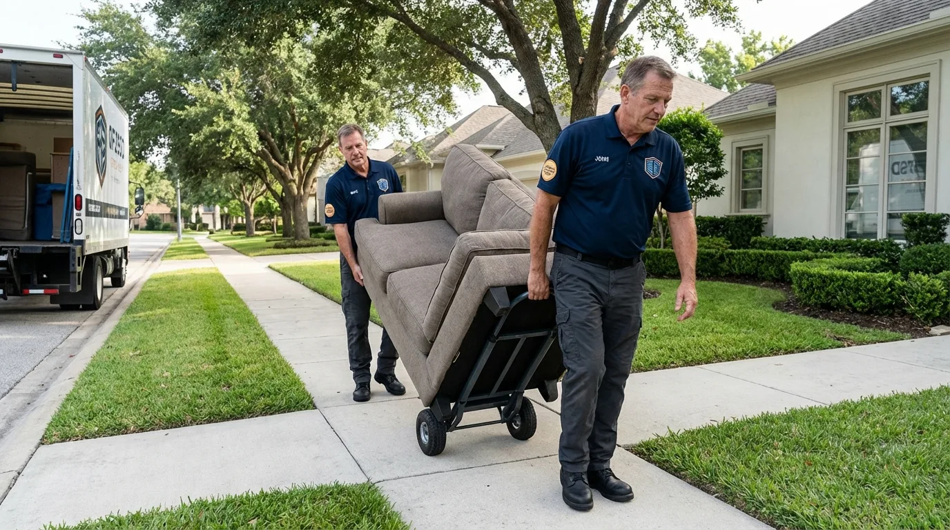 Local residential moving crew loading furniture in Denton, MD